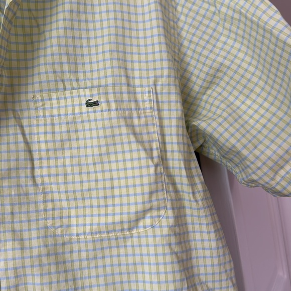 ✨ Lacoste Men’s Green & Blue Check Short Sleeve Button-Down — Size 44 (L) ✨ - Picture 3 of 4